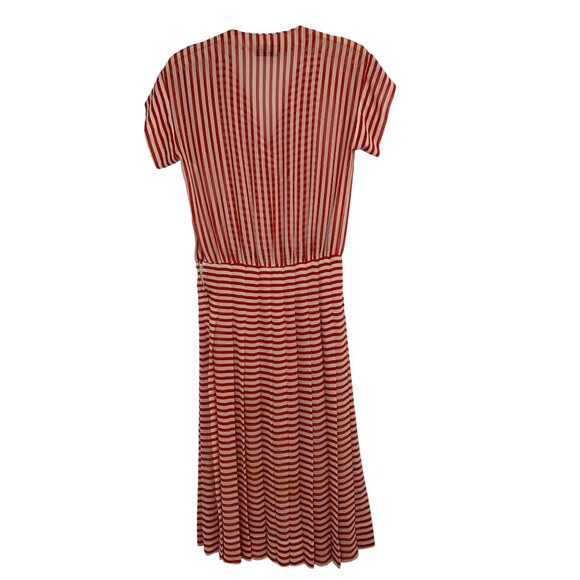 Vintage 80s Albert Nipon Red Striped Nautical Size 6 Dress RD10708 USA - Picture 11 of 12